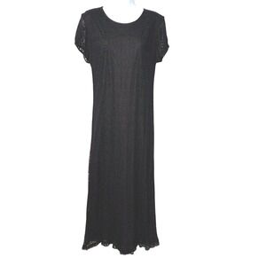 Vtg 90s Harlow‎ Black Lace Overlay Maxi Dress 14 (M) Cocktail Gothic Minimalist